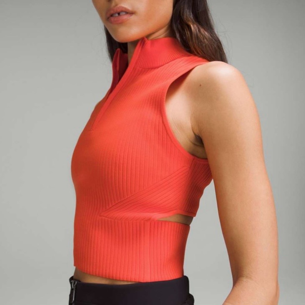 Lululemon XL Knit Open Back Half Zip Sleeveless Sweater